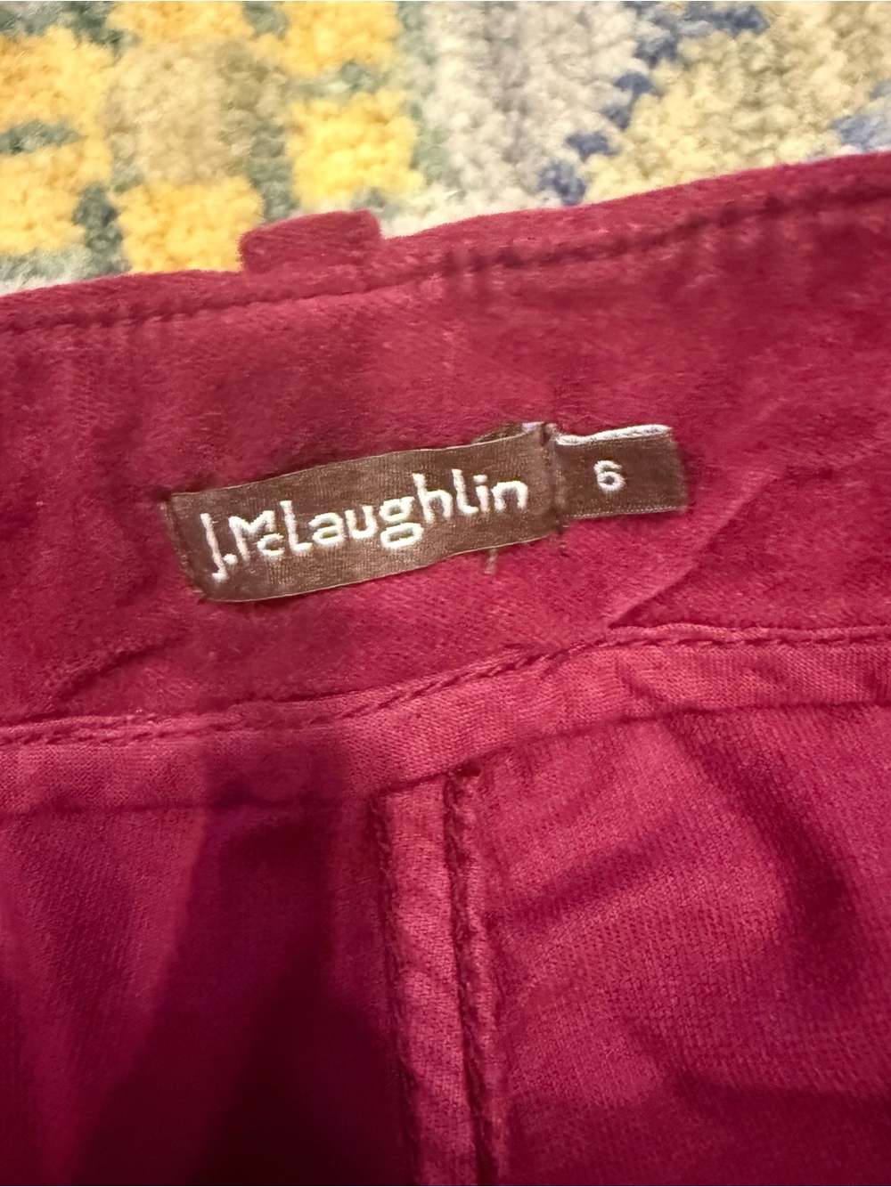 J. McLaughlin Braylee Raspberry velvet Corduroy wide leg Pants size 6 - Picture 3 of 5